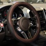 Gomass Car Steering Wheel Cover, Anti-Slip, Safety, Soft, Breathable, Heavy Duty, Thick, Full Surround, Sports Style (Black Brown)