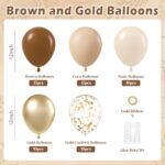 60pcs Brown and Gold Balloons, Light Brown Sand White Gold Brown Balloons Gold Confetti Balloons for Neutral Bridal Shower Birthday Baby Shower Party Decorations