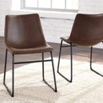 Signature Design by Ashley Mid Century Centiar 18.75″ Dining Bucket Chair, 2 Count, Black and Brown
