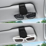 vinlley Sunglasses Holder for Car Sun Visor, Magnetic Leather Glasses Eyeglass Hanger Clip, Vehicle Visor Accessories Glasses Protective Eyeglasses Mount with Hidden Magnetic Closure, 1 Pack Brown