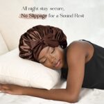 YANIBEST Satin Bonnet Silk Bonnet for Sleeping Double Layer Satin Lined Hair Bonnet with Tie Band for Women Curly Hair Brown