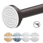 Ausemku Shower Curtain Rod Tension – 26-76 Inch Never Rust Non-Slip Spring Tension Curtain Rod No Drilling Stainless Steel Curtain Rod Use Bathroom Kitchen?Brown?
