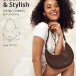 Half Moon Clutch Bag for Women – Faux Leather Crescent Bag with Anti Theft RFID Protection & Adjustable Shoulder Strap – Luna Bag with Gold Zippers & Anti Pickpocket Clip – Everyday Moon Shaped Purse