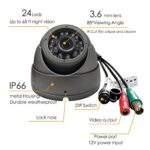 CUMCITIN Analog CCTV Camera HD 1080P 4-in-1 (TVI/AHD/CVI/960H Analog) Security Dome Camera Outdoor Metal Housing, 24 IR-LEDs True Day & Night Monitoring 3.6mm Lens (Grey)