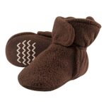 Hudson Baby Unisex-Baby Cozy Fleece Booties Slipper Sock, Brown, 6-12 Months