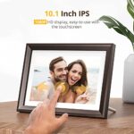 Dragon Touch Digital Picture Frame WiFi 10 inch IPS Touch Screen Digital Photo Frame Display, 32GB Storage, Auto-Rotate, Share Photos via App, Email, Cloud, Classic 10 Brown, PUUDUU