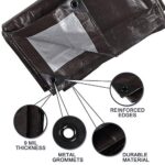 Hanjet Heavy Duty Tarp 9 Mil Thick Multi-Purpose Waterproof Tarp Protect Your Tent, Flatbed, Firewood, or Roof – 12 x 16 Feet, Brown Sliver