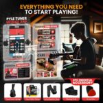 Pyle Beginner Acoustic Guitar Kit, 3/4 Junior Size All Wood Instrument for Kids, Adults, 36″ Brown Gloss