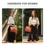 LOVEVOOK Purse Handbag for Women, Vintage Toto Shoulder Bag Trendy, PU Leather Satchel Bag, Medium Ladies Hand Bag Brown