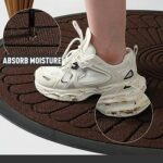 Door Mat Outdoor Indoor Entrance Doormat-Semicircular Durable Rubber Non Slip Front Door Mat for Outside Inside Entry Entryway Dirt Trapper Welcome Mat for Muddy Paws and Shoes-Brown 17”x30”