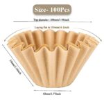 MUCXNIIY 1-2 Cup Brown Coffee Filters, 100 Count Unbleached Basket Coffee Filter Paper for Miniature Mr Coffee, Small Coffee Maker, Single Serve Coffee Pot, Pour Over Coffee Kit