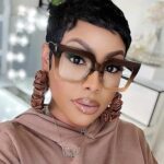 AIEYEZO Oversized Square Blue Light Glasses for Women Cute Big Frame Glasses Fashion Clear Multi-Color Computer Eyewear (Brown Orange)