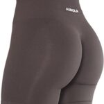 AUROLA Intensify Workout Shorts for Women Seamless Scrunch Short Gym Yoga Running Sport Active Exercise Fitness Shorts(S,Chestnut Brown)