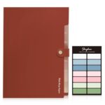 SKYDUE File Folder with Labels, Accordion File Organizer with 8 Pockets, Portable Document Organizer, A4 Letter Size, Paper Organizer for Office, Brown