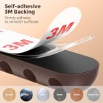 UNBREAKcable Cable Holder Clips, 5 Pack Cord Organizer for Desk, Silicone Adjustable Cord Clip, Adhesive Wire Management for Charging Cable USB Mouse Wire PC Car Office Home Nightstand Wall – Brown