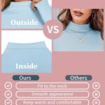 Ekouaer Turtleneck Shirt Women Long Sleeve Mock Neck Slim Fit Tops Thermal Base Layer Soft Lightweight Stretch Undershirts Brown S