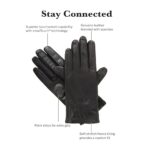 isotoner Women’s Stretch Leather Gloves Fleece Lined with Smart Touch Technology, Brown, Large/X-Large
