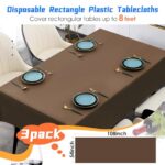 YSYJ 3 Pack Brown Plastic Tablecloth Disposable Rectangular Table Cloth 54 x 108 Inch Table Cover for Parties