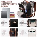 LOVEVOOK 40L Large Travel Backpack for Women Men, 17 Inch Carry on Backpack for Traveling on Airplane, Personal Item Bag Airline Approved, Business Causal Weekender Backpack, Black-Brown
