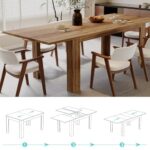 JassmiPkwy Expandable Dining Table for 6 8 People, Rectangular Wooden Indoor Dinner Tables, Large Kitchen Dining Table for Home,Brown