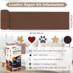 Leather Repair Tape, 4.7×63 inch Leather Patches for Furniture, Self Adhesive Leather Repair Patch for Sofas, Couches, Leather Covers, Seats, Chairs, Vinyl Repair Tape Light Brown