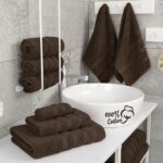 American Soft Linen Luxury 6 Piece Towel Set, 2 Bath Towels 2 Hand Towels 2 Washcloths, 100% Cotton Turkish Towels for Bathroom, Brown Towel Sets
