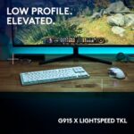 Logitech G915 X Lightspeed TKL Low-Profile Wireless Gaming Keyboard, Double-Shot PBT Keycaps, Fully Programmable Keys, RGB Backlighting, Sleek Aluminum Finishing, GL Brown Tactile – PC/Mac – White