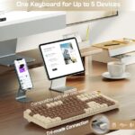 ROYALAXE R100 Wireless Mechanical Keyboard, Tri-Mode BT5.0/2.4GHz/USB-C Hot Swappable Custom Keyboard, Gateron G Pro 3.0 Yellow Switch, RGB Light Gaming Keyboard for Windows & Mac, PBT Keycaps