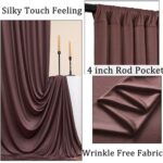 10ft x 10ft Wrinkle Free Brown Backdrop Curtains for Parties, Polyester Photo Backdrop Drapes 2 Panels 5x10ft for Wedding Birthday Party Photography Background Photoshoot