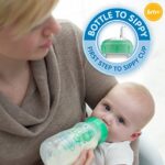 Dr. Brown’s Anti-Colic Options+ Wide-Neck Sippy Bottle Starter Kit, 9oz/270mL, with Level 3 Medium-Fast Flow Nipple and Soft 100% Silicone Sippy Spout, Green, BPA Free, 6m+, 2 Pack