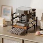 HOOBRO Coffee Pod Holder Organizer for Counter, K Cup Holder, 35 Pods Capacity Storage Organizer with 8 Removable S Hooks, for Syrup, Mugs Rack, Coffee Maker Stand, Rustic Brown and Black BF01CR01