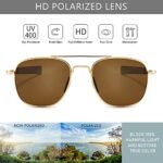 SUNGAIT Men’s Military Style Polarized Pilot Aviator Sunglasses – Bayonet Temples (Gold Frame/Brown Lens, 55) SGT285 JKC