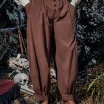 Runcati Mens Medieval Pirate Pants Renaissance Viking Knicker Colonial Halloween Cotton Gothic Costume Trousers Brown