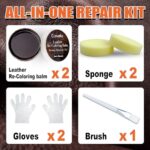 Dark Brown Leather Repair Kit, Dark Brown Leather Recoloring Balm, Leather Dye – Restore & Renew Scratch, Faded and Aged Leather & Vinyl Couches, Boots, Car Seats or Leather Furniture