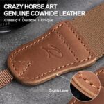 Padwa Lifestyle Brown Camera Strap – Double Layer Crazy Horse Cowhide End,1.5″ Wide Pure Cotton Woven Camera Straps,Adjustable Neck Shoulder Strap for All DSLR Cameras,Gift for Photographers