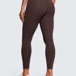 CRZ YOGA Women’s Naked Feeling Workout Leggings 25 Inches – High Waisted Yoga Pants with Side Pockets Running Tights Hot Fudge Brown Medium