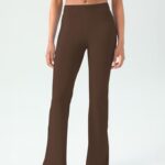 AB-Eleven Women’s Yoga Pants Bootcut Flare Leggings Flared Bell Bottom Leggings High-Waisted Workout Pants Tummy Control Brown