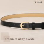 VONMELLI 4 Packs Womens Skinny Leather Belt Fashion Ladies Thin Belts for Women Jeans Dress with Gold Buckle, Black Brown Navy White, S