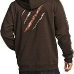 CQR Men’s Winter Fleece Pullover Hoodies, Thermal Long Sleeve Hooded Sweatshirt, Cotton-Blend Outdoor/Tactical Shirts, Fleece Full-Zip Hoodie Brown, Large