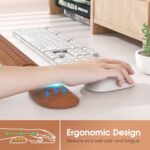 KTRIO Memory Foam Keyboard Wrist Rest Set, Ergonomic Keyboard Mouse Wrist Support for Typing Pain Relief, Stain Resistant, 2 Pcs Pad, Brown