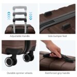 ILLUMINEW 4-Piece Luggage Sets with Durable Lightweight Carry-On Suitcases, Spinner Wheels, and TSA-Approved Lock Brown(12/20/24/28in)