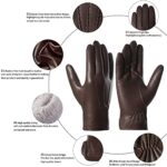 Harssidanzar Mens Luxury Italian Sheepskin Leather Gloves Vintage Finished Cashmere Lined Upgrade,Brown, L