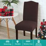 Turquoize Brown Chair Covers for Dining Room, Stretch Kitchen Chair Covers Set of 2, Removable Washable Seat Covers for Chairs, Spandex Dining Chair Slipcovers for Home, Hotel, Ceremony (2, Brown)