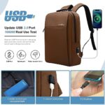 Victoriatourist Laptop Backpack 15.6 Inch, Business Slim Durable Laptops Travel Backpacks with USB Charging Port, College Backpacks Computer Bag Gifts for Men and Women Fits Notebook (Brown)