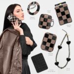 VELVET CAVIAR Checkered Phone Case for iPhone 15 Pro – Compatible with MagSafe – 10ft Drop Tested – Cute Protective Cover for Women – Mocha Brown Black