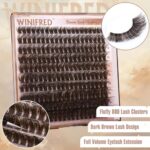 Brown Lash Clusters Fluffy Dark Brown Individual Lashes Wispy Thick Volume Lash Extension D Curl Clusters Eyelashes 80D Brown Mink Clusters Lashes by Winifred (8-18mm)