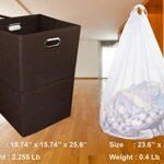 Foldable Large Laundry Hamper With Laundry Bag – Premium Durable Non-Woven Fabric, Plastic Board, Extra-Large Size, Space-Saving & Compact Clothes Basket With Metal Handles (Brown)