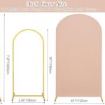 7.2FT, 6FT Wedding Arch Stand and Matching Cameo Brown Spandex Fitted Arch Backdrop Cover Set, Round Top Chiara Backdrop Stands and Covers for Birthday Party Baby Shower Arch Decor (Cameo Brown)