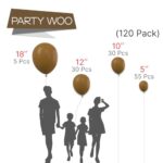 PartyWoo Coffee Brown Balloons, 120 pcs Boho Brown Balloons Different Sizes Pack of 18 Inch 12 Inch 10 Inch 5 Inch Brown Balloons for Balloon Garland or Balloon Arch as Party Decorations, Brown-F09