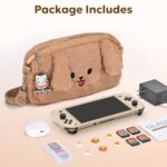 innoAura Switch Lite Case, 14 in 1 Switch Lite Accessories Bundle with Cute Switch Lite Carrying Case, Switch Lite Screen Protector, Switch Game Case, Switch Thumb Caps (Brown Dog)